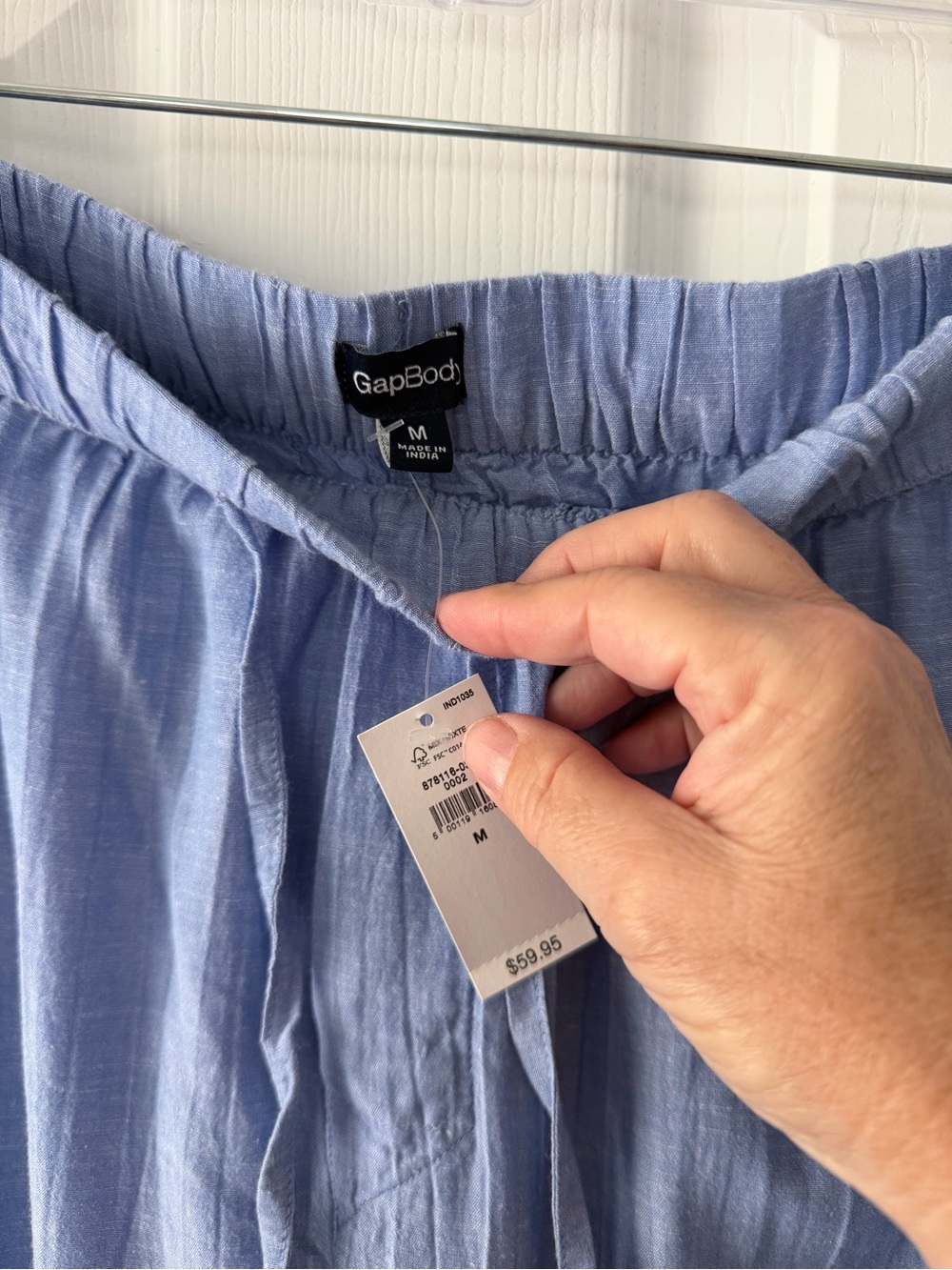 NWT - Gap Crinkle Gauze Dolman PJ Set - Top & Bottom sz M - linen blend Chambray - Picture 8 of 15